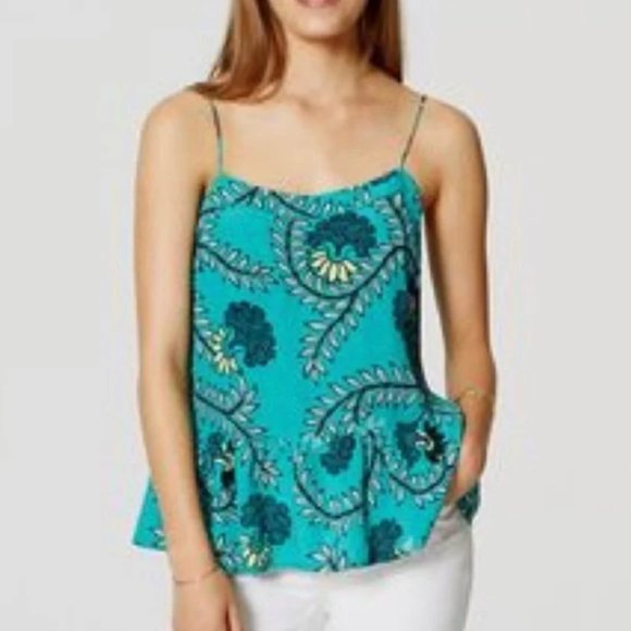 LOFT ~ Petite Floral Vine Peplum Cami - Picture 1 of 7